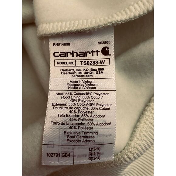 Carhartt Women's Relaxed Fit Sweatshirt Hoodie Sand Yellow Sz Large 12-14 - Picture 5 of 5